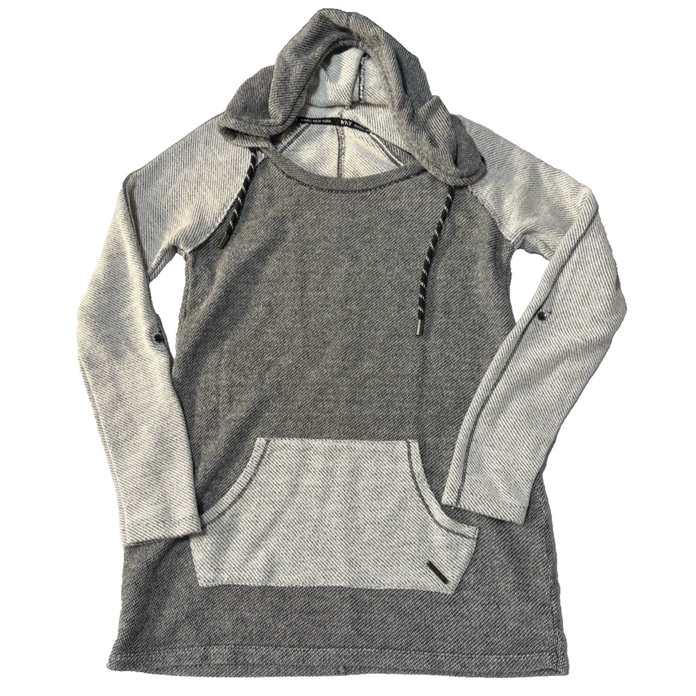 Marc New York Women's L Gray Hoodie Athleisure Textured Colorblock Gorpcore